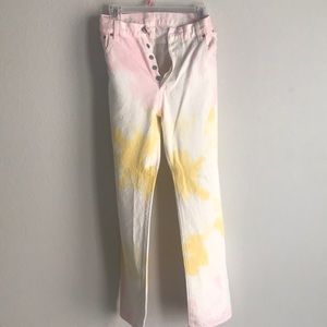 Womens levi pink yellow and white pants